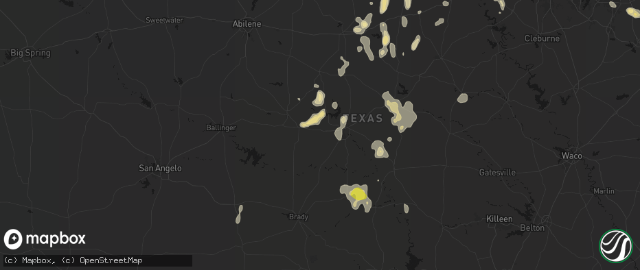 Hail map in Bangs, TX on May 24, 2026