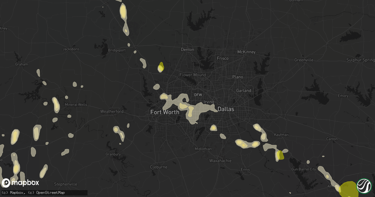 Hail map in Bedford, TX on May 24, 2026