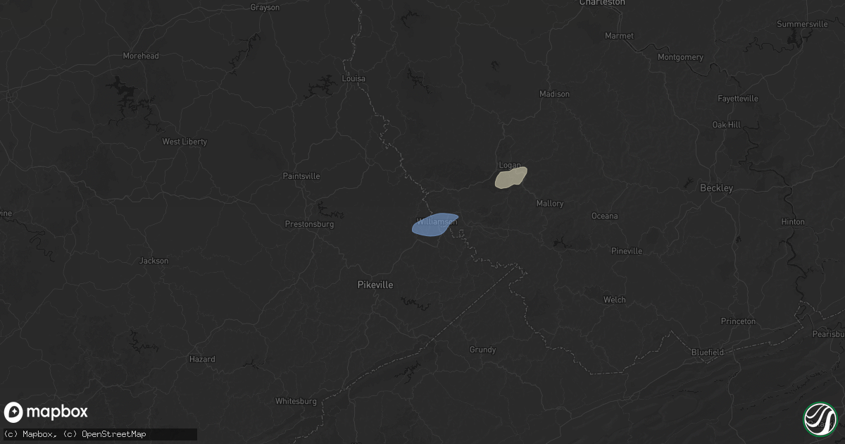 Hail map in Belfry, KY on May 24, 2026