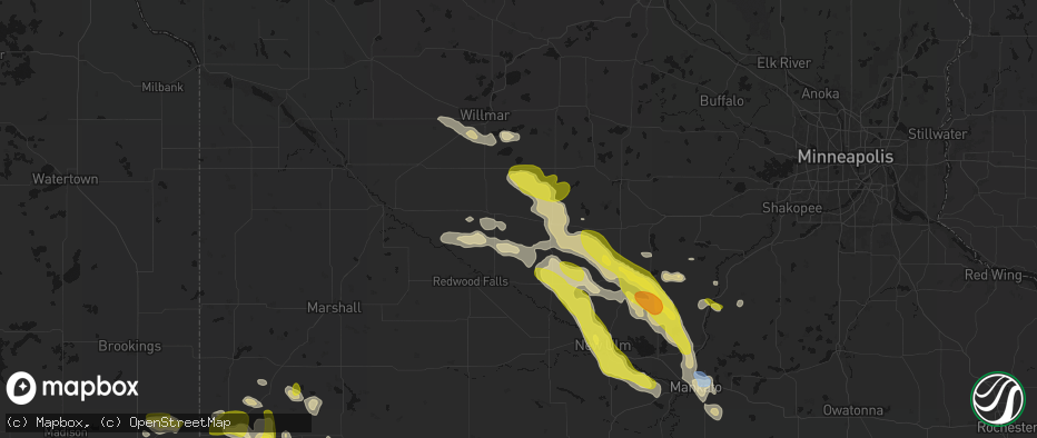 Hail map in Bird Island, MN on May 24, 2026