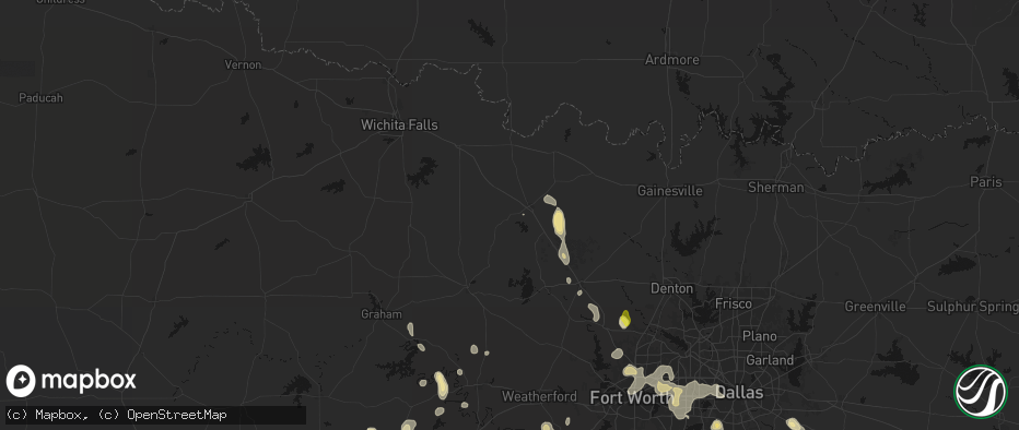 Hail map in Bowie, TX on May 24, 2026