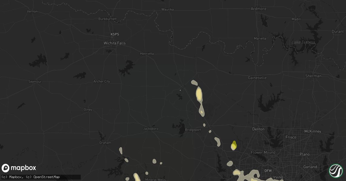 Hail map in Bowie, TX on May 24, 2026