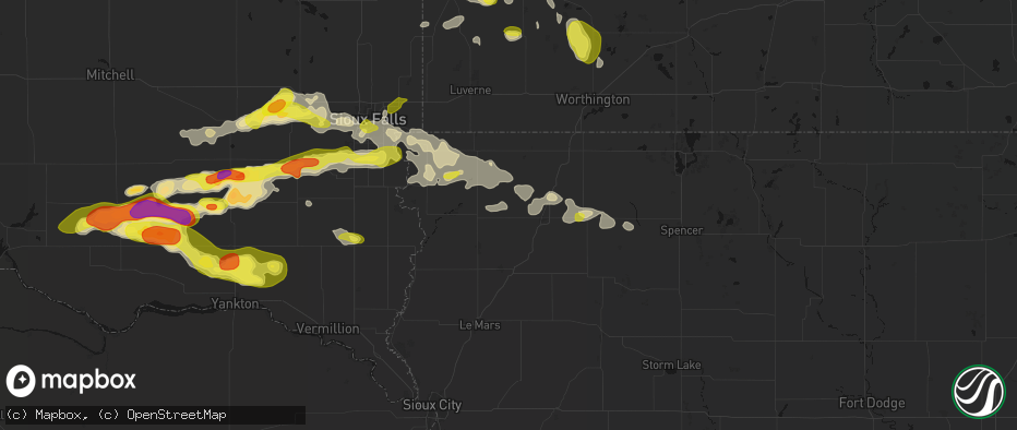 Hail map in Boyden, IA on May 24, 2026