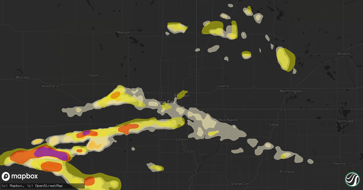 Hail map in Brandon, SD on May 24, 2026