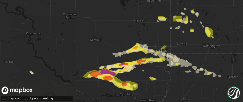 Hail map in Bridgewater, SD on May 24, 2026