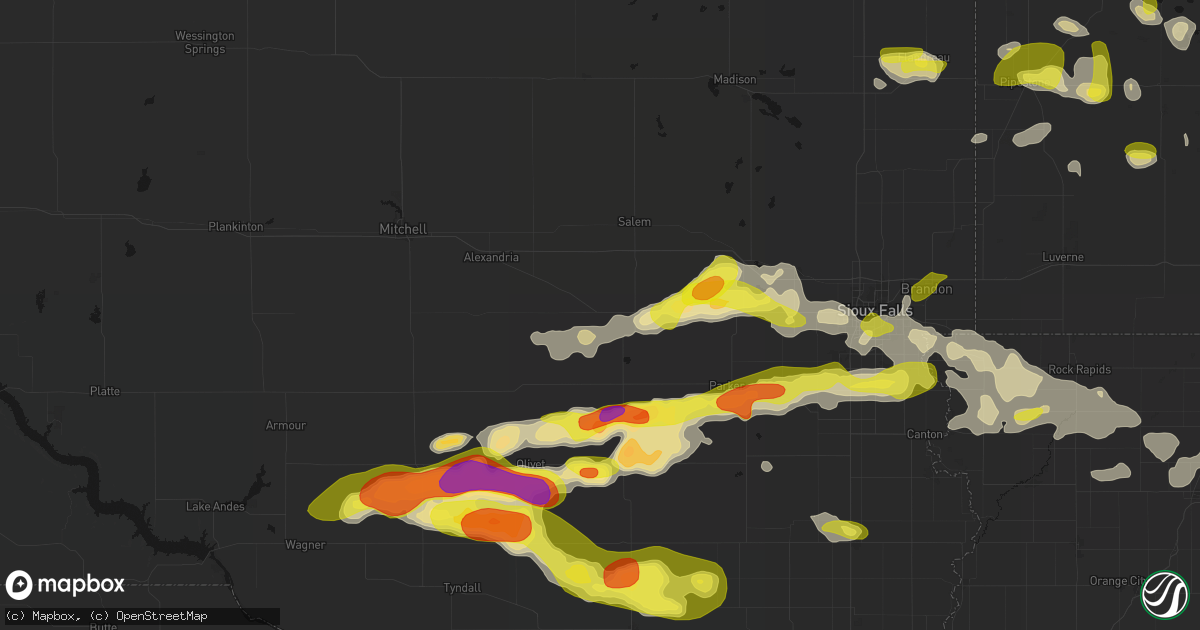 Hail map in Bridgewater, SD on May 24, 2026