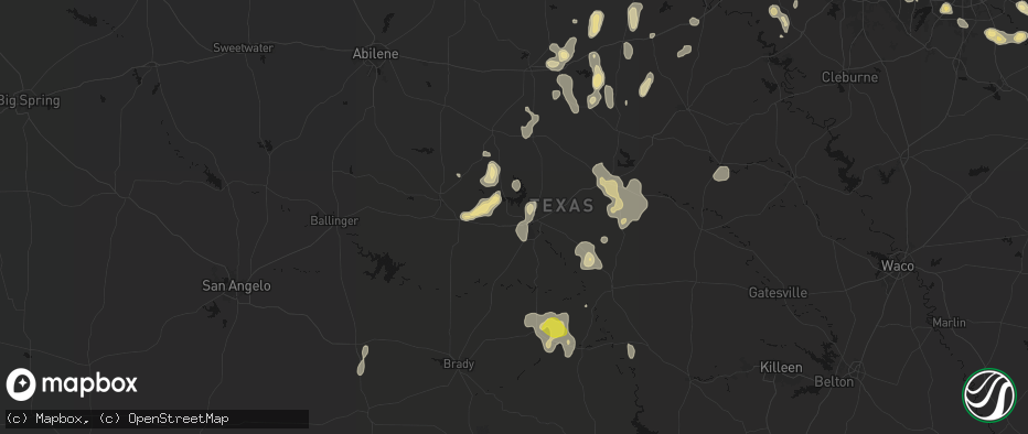 Hail map in Brownwood, TX on May 24, 2026