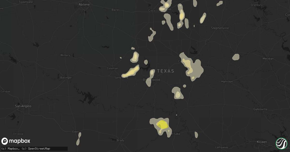Hail map in Brownwood, TX on May 24, 2026