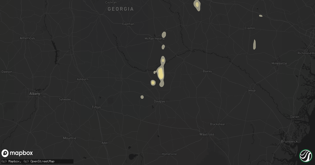 Hail map in Broxton, GA on May 24, 2026
