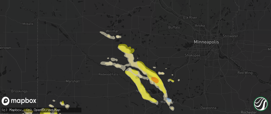 Hail map in Buffalo Lake, MN on May 24, 2026