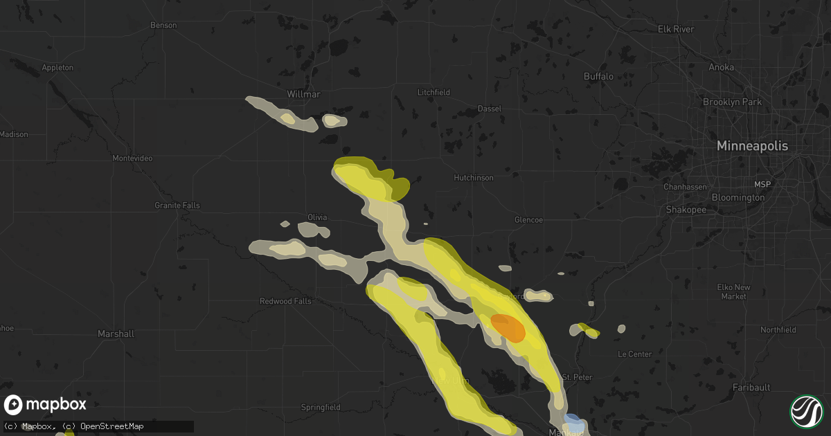 Hail map in Buffalo Lake, MN on May 24, 2026