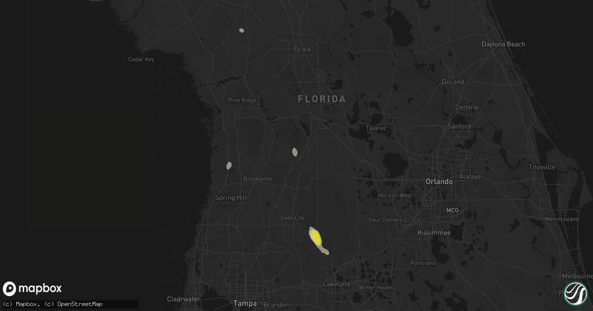 Hail map in Bushnell, FL on May 24, 2026