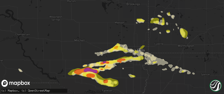 Hail map in Canistota, SD on May 24, 2026