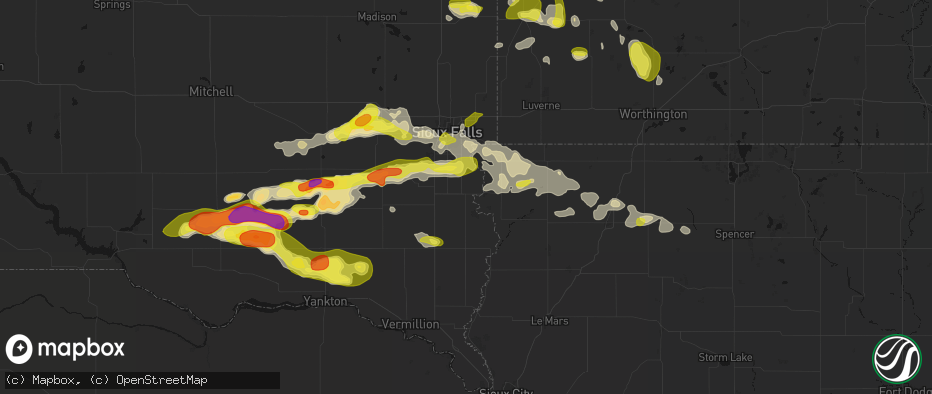 Hail map in Canton, SD on May 24, 2026