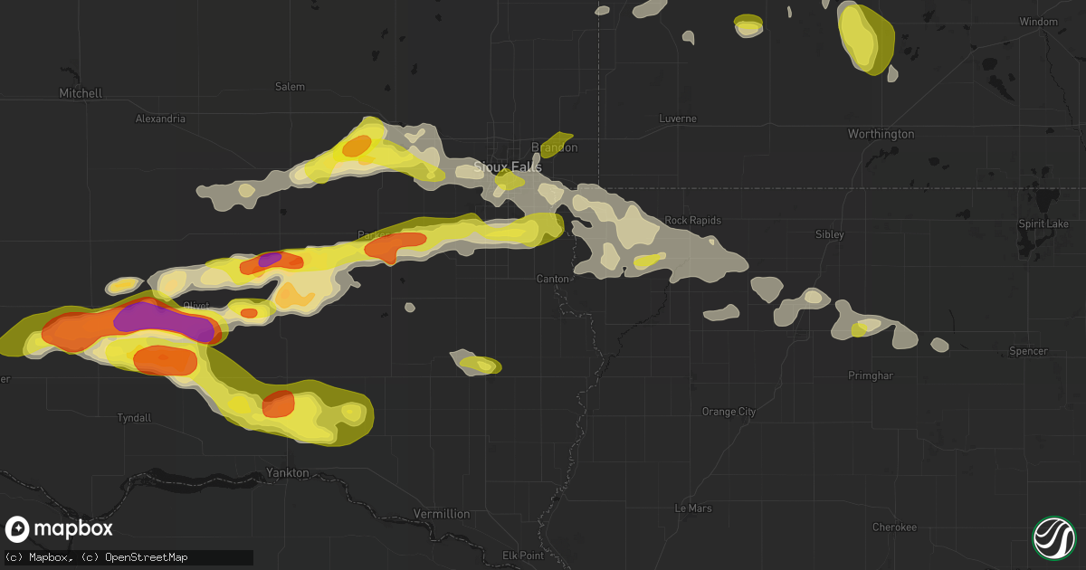 Hail map in Canton, SD on May 24, 2026