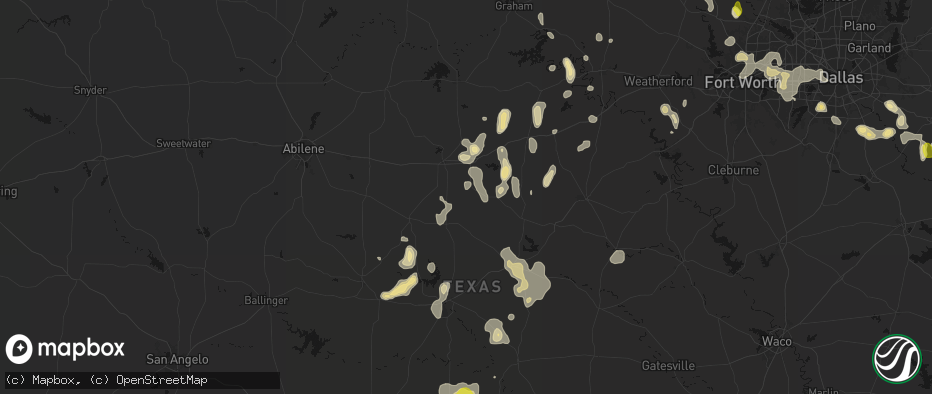 Hail map in Carbon, TX on May 24, 2026