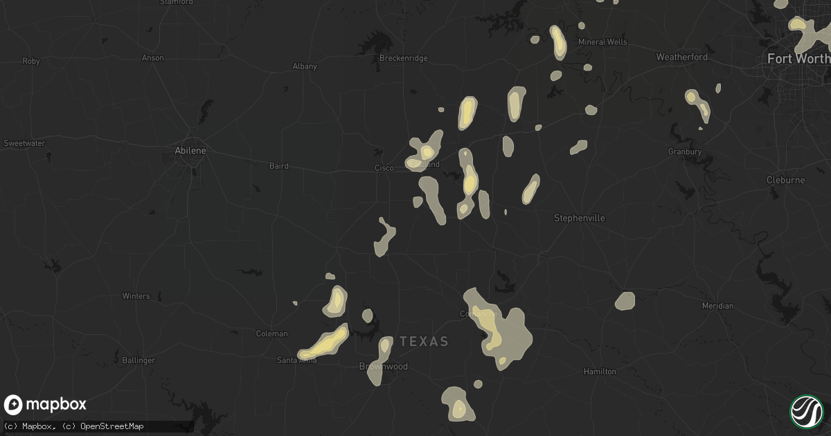 Hail map in Carbon, TX on May 24, 2026