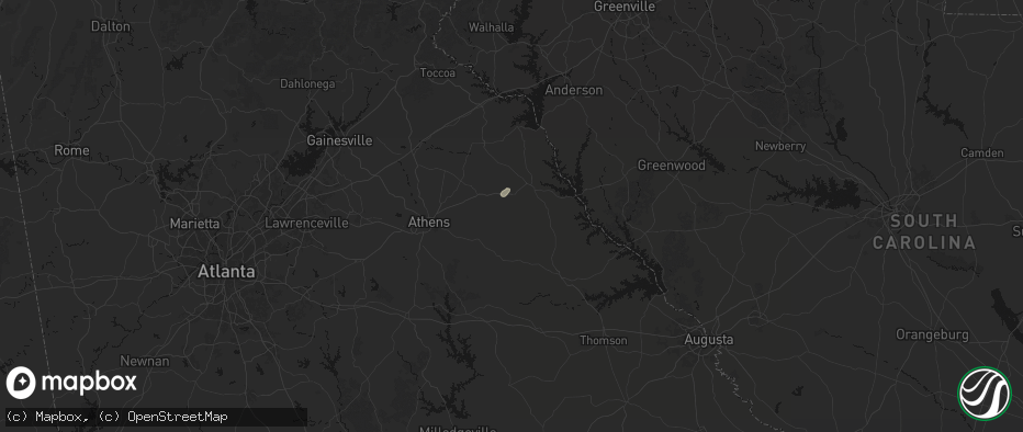 Hail map in Carlton, GA on May 24, 2026