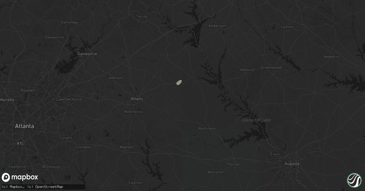 Hail map in Carlton, GA on May 24, 2026