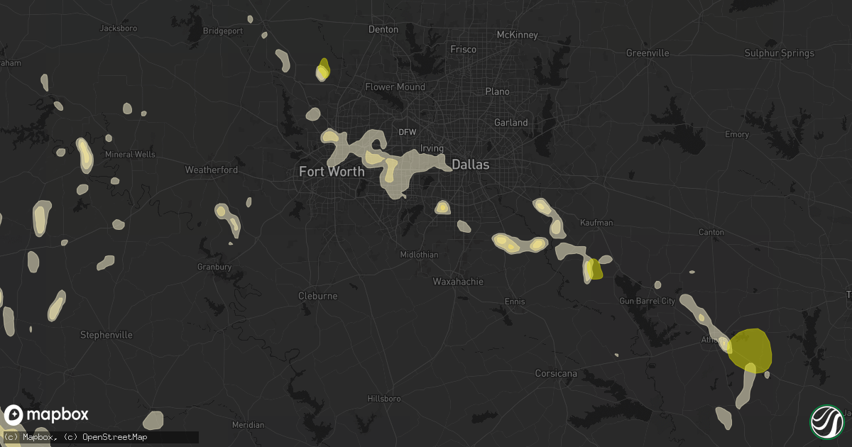 Hail map in Cedar Hill, TX on May 24, 2026