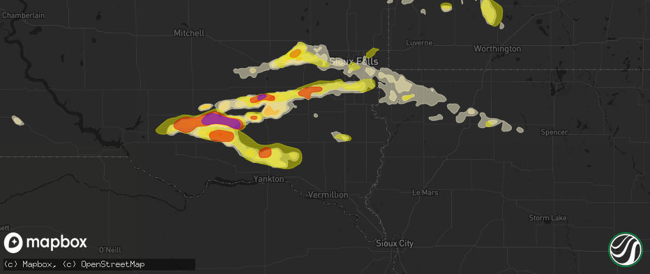 Hail map in Centerville, SD on May 24, 2026