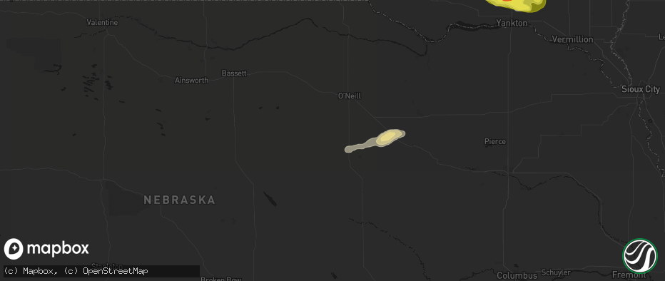 Hail map in Chambers, NE on May 24, 2026