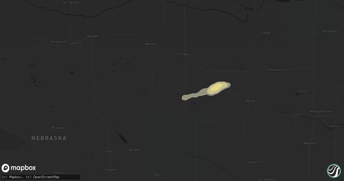 Hail map in Chambers, NE on May 24, 2026