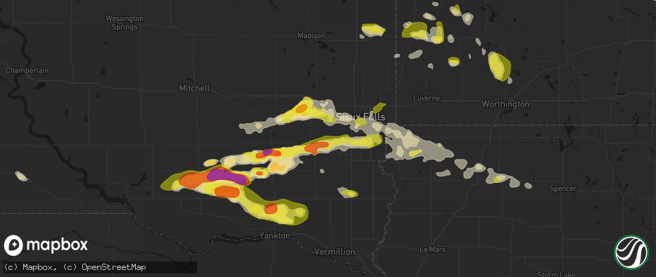 Hail map in Chancellor, SD on May 24, 2026