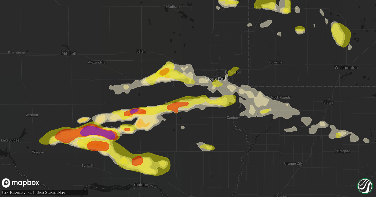 Hail map in Chancellor, SD on May 24, 2026