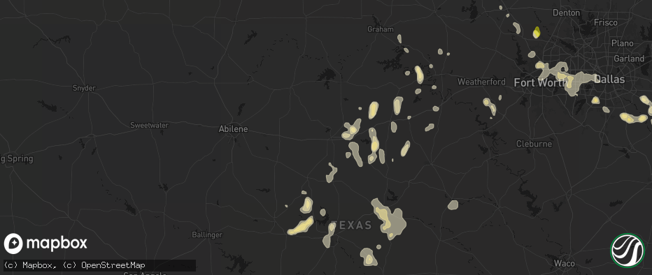 Hail map in Cisco, TX on May 24, 2026