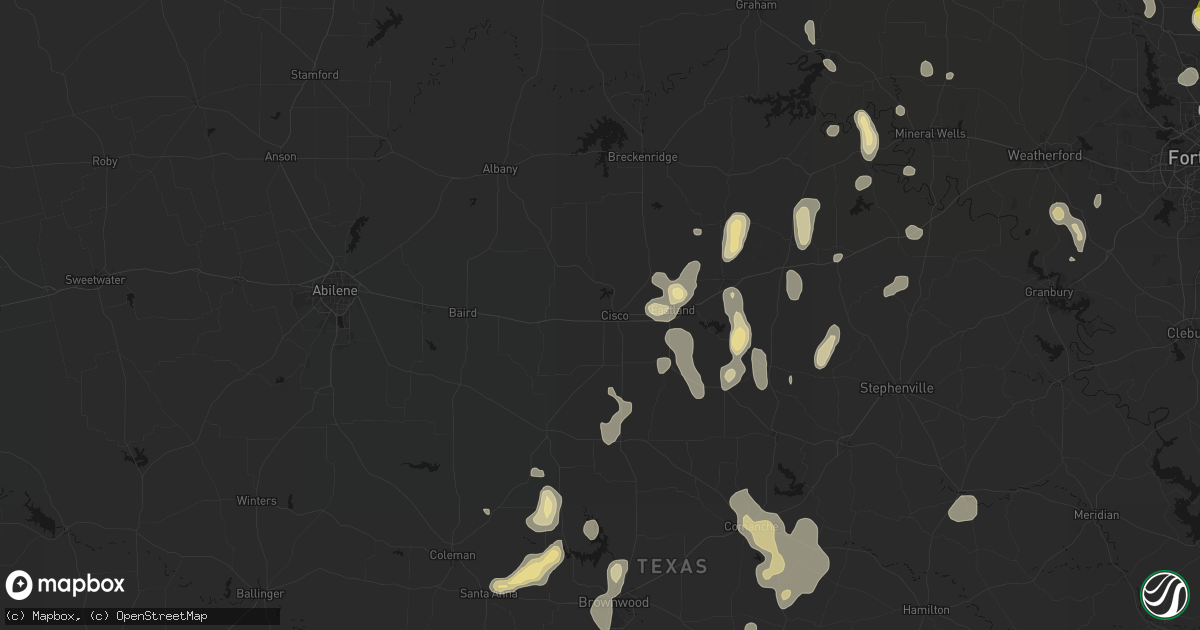Hail map in Cisco, TX on May 24, 2026
