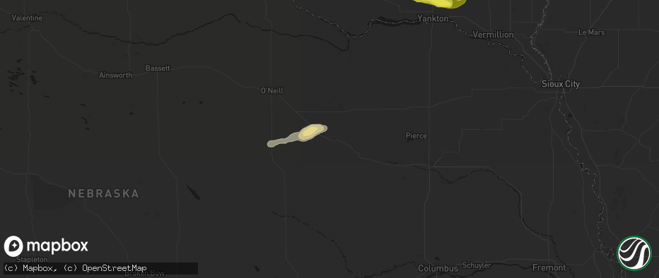 Hail map in Clearwater, NE on May 24, 2026