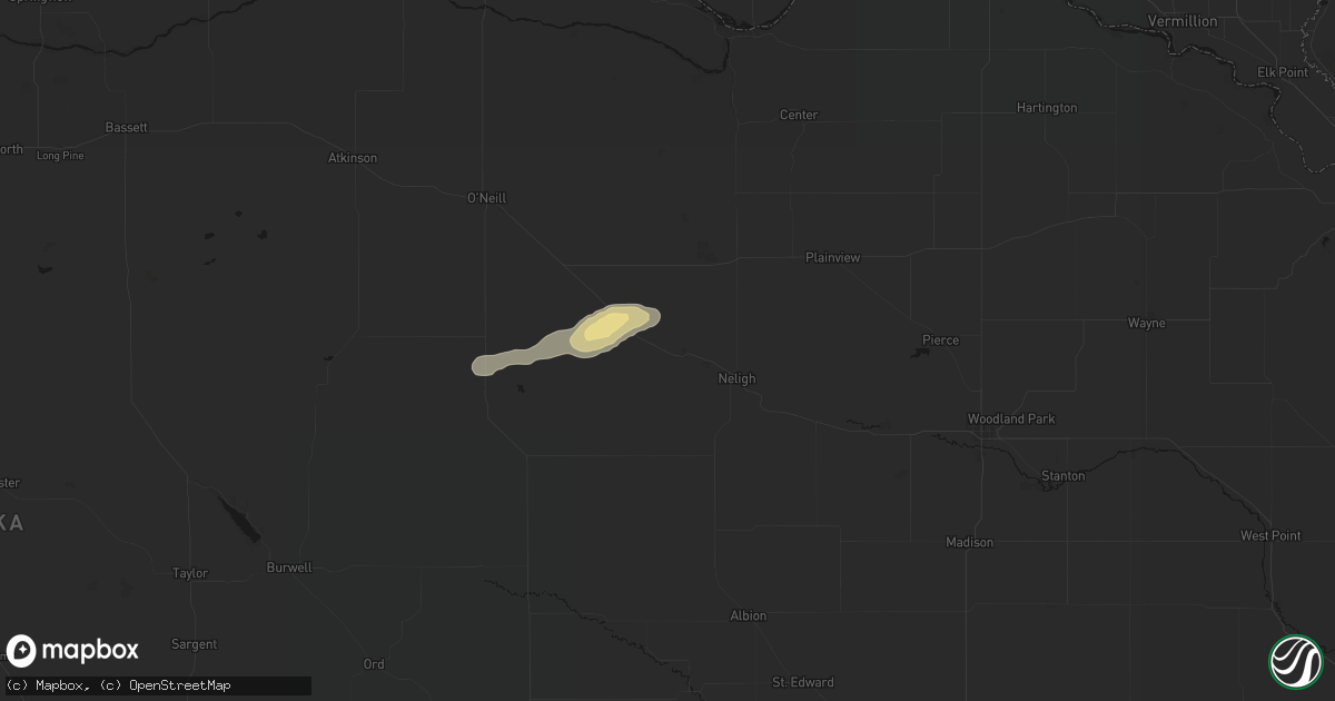Hail map in Clearwater, NE on May 24, 2026