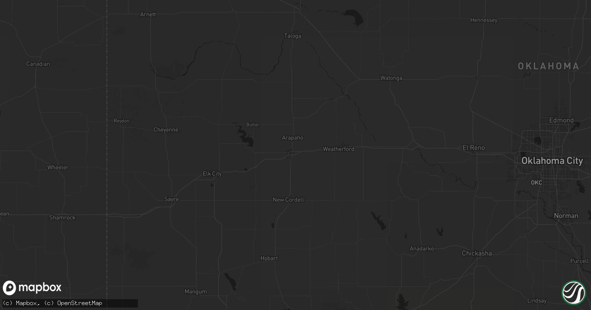 Hail map in Clinton, OK on May 24, 2026