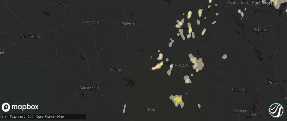 Hail map in Coleman, TX on May 24, 2026
