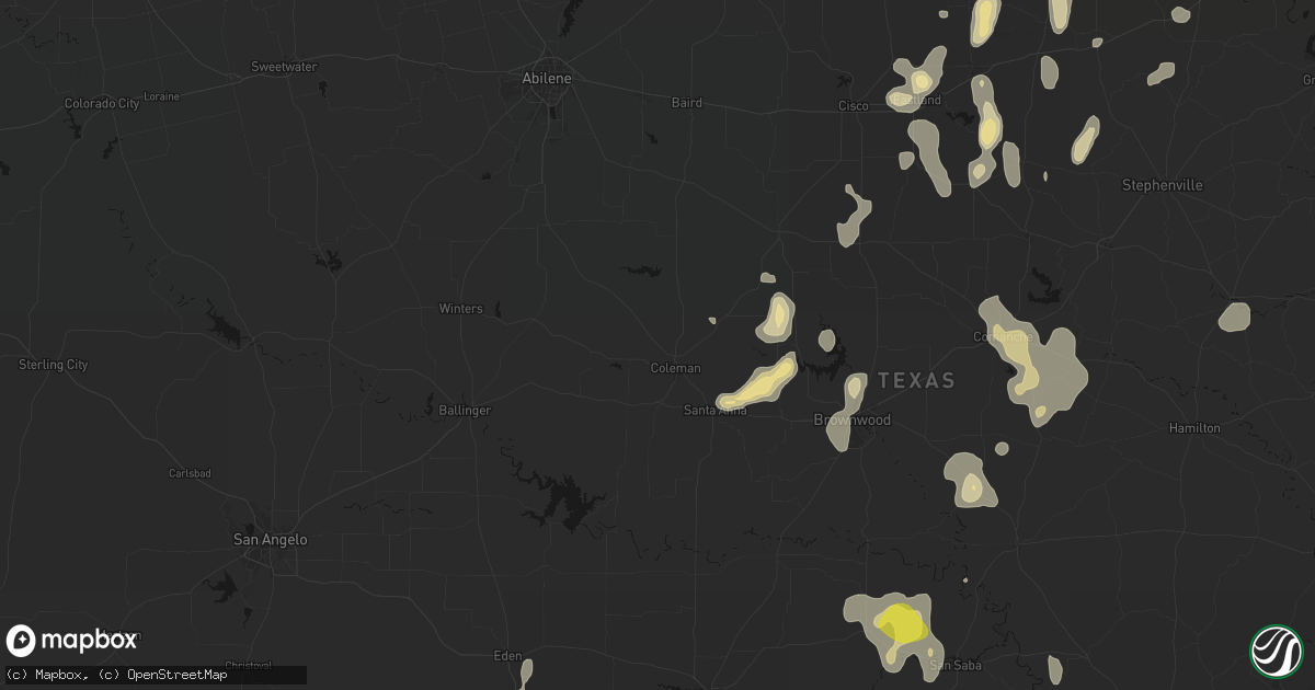 Hail map in Coleman, TX on May 24, 2026