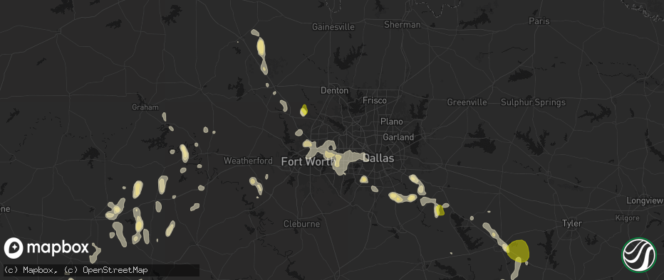Hail map in Colleyville, TX on May 24, 2026