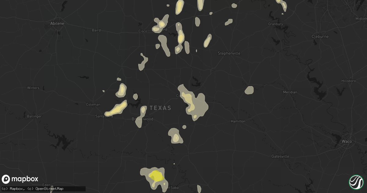 Hail map in Comanche, TX on May 24, 2026
