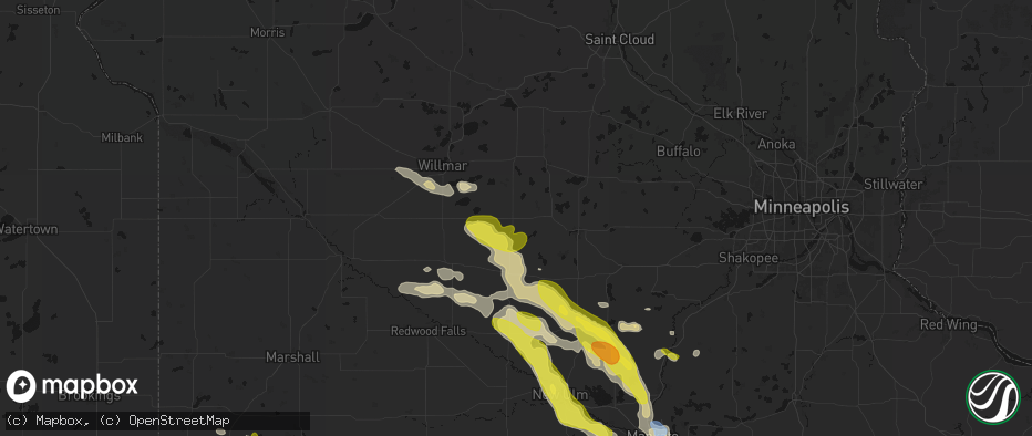Hail map in Cosmos, MN on May 24, 2026