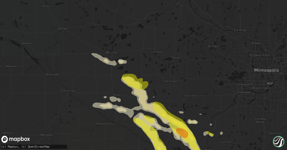Hail map in Cosmos, MN on May 24, 2026