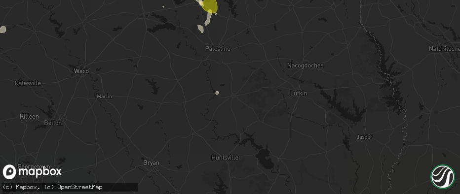 Hail map in Crockett, TX on May 24, 2026