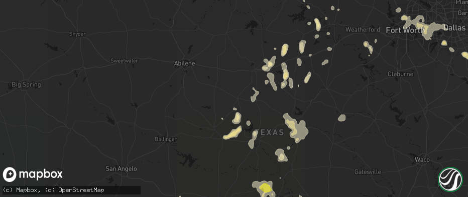 Hail map in Cross Plains, TX on May 24, 2026