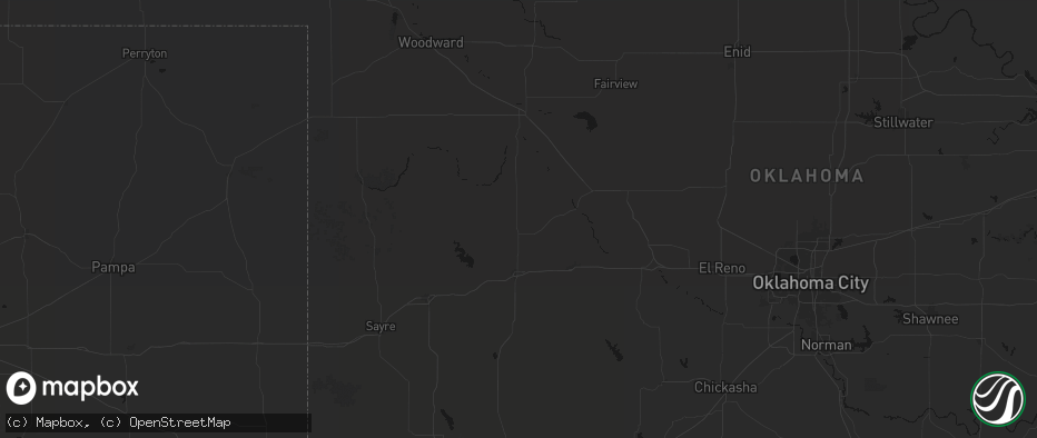 Hail map in Custer City, OK on May 24, 2026