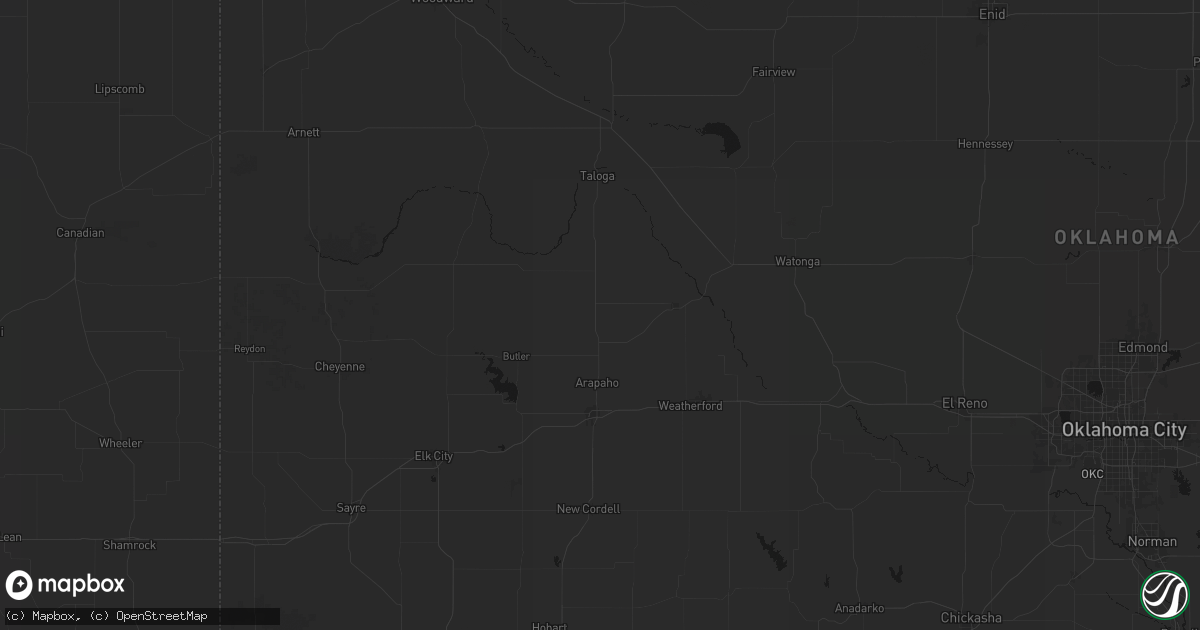 Hail map in Custer City, OK on May 24, 2026