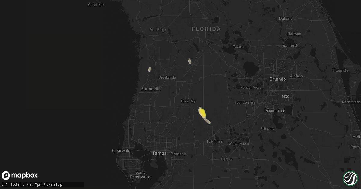 Hail map in Dade City, FL on May 24, 2026
