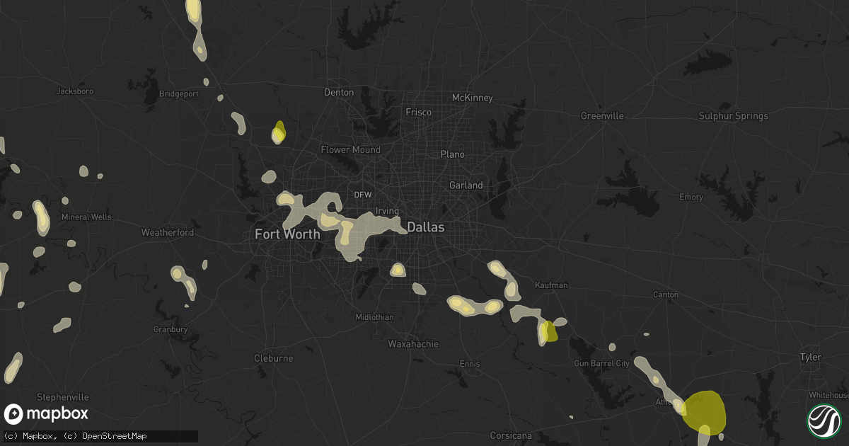 Hail map in Dallas, TX on May 24, 2026