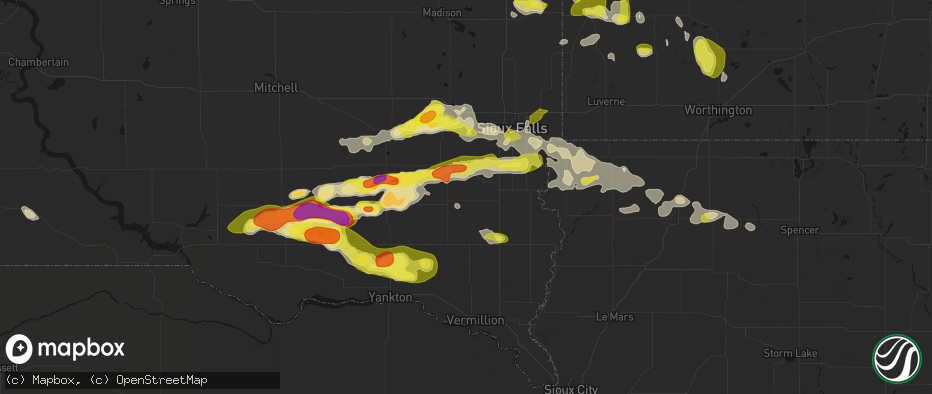 Hail map in Davis, SD on May 24, 2026
