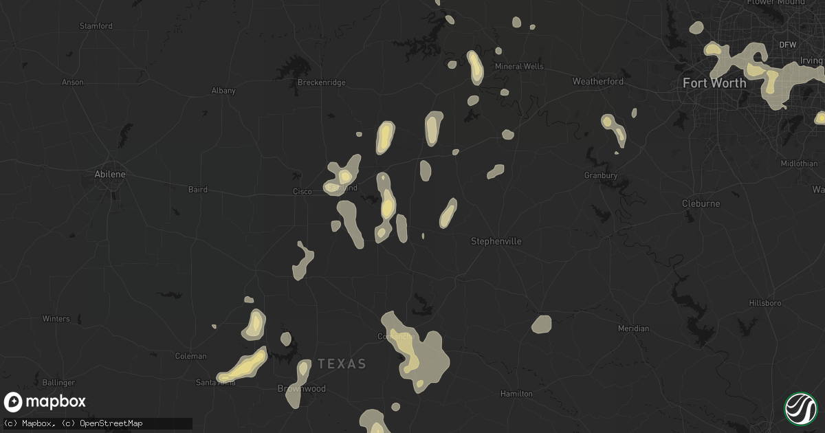 Hail map in Desdemona, TX on May 24, 2026