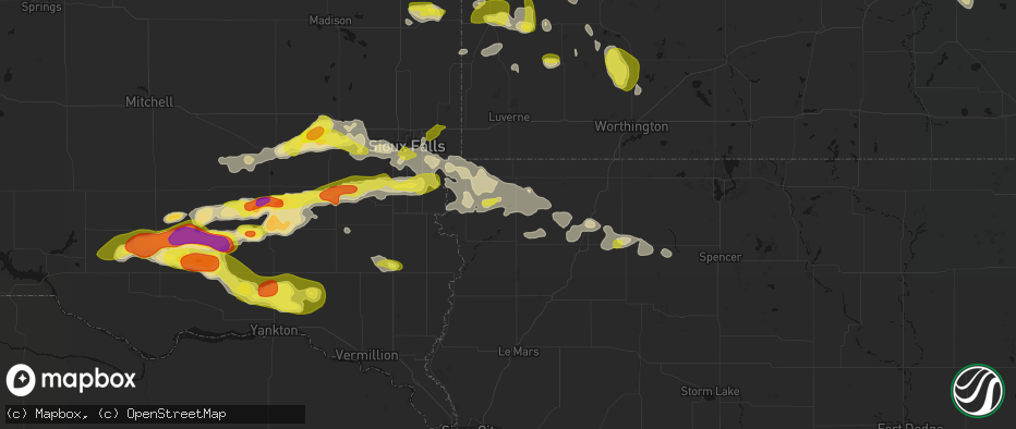 Hail map in Doon, IA on May 24, 2026