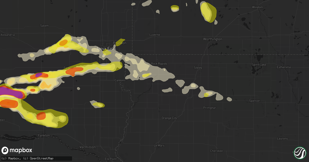 Hail map in Doon, IA on May 24, 2026